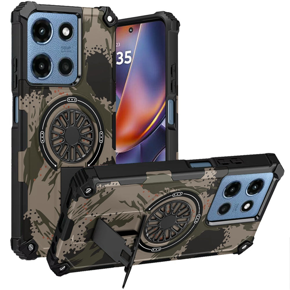 For Moto G 2025 Case Design Shockproof Magnetic Circle W/ Stand + Tempered Glass