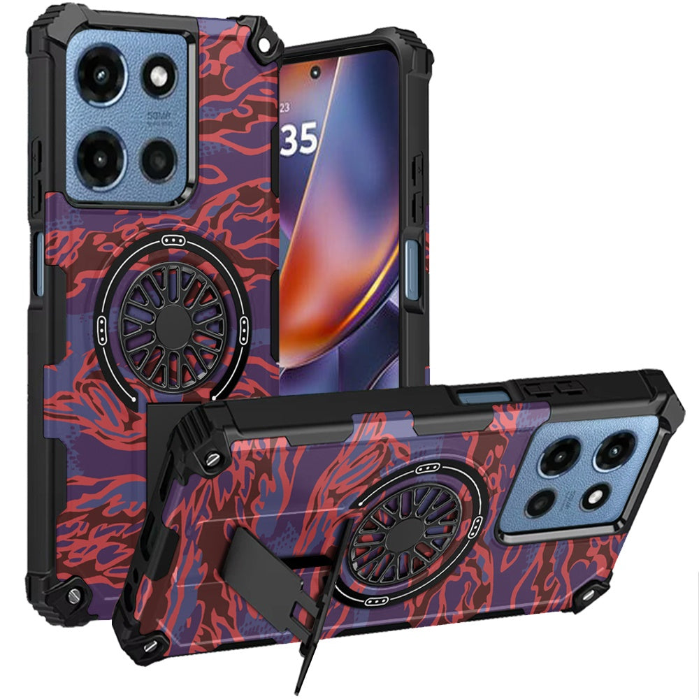 For Moto G 2025 Case Design Shockproof Magnetic Circle W/ Stand + Tempered Glass