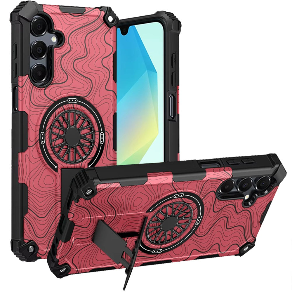 For Samsung A16 5G Case Design Shockproof Magnetic Circle Stand + Tempered Glass