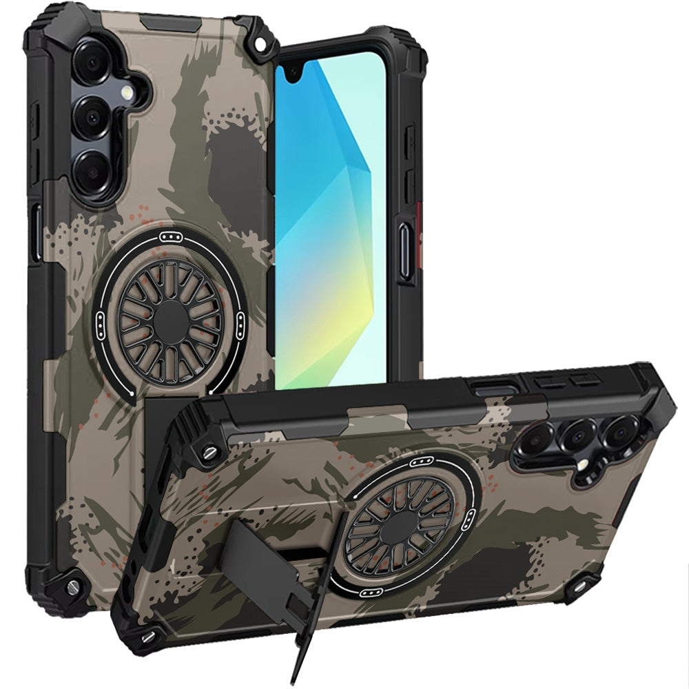 For Samsung A16 5G Case Design Shockproof Magnetic Circle Stand + Tempered Glass
