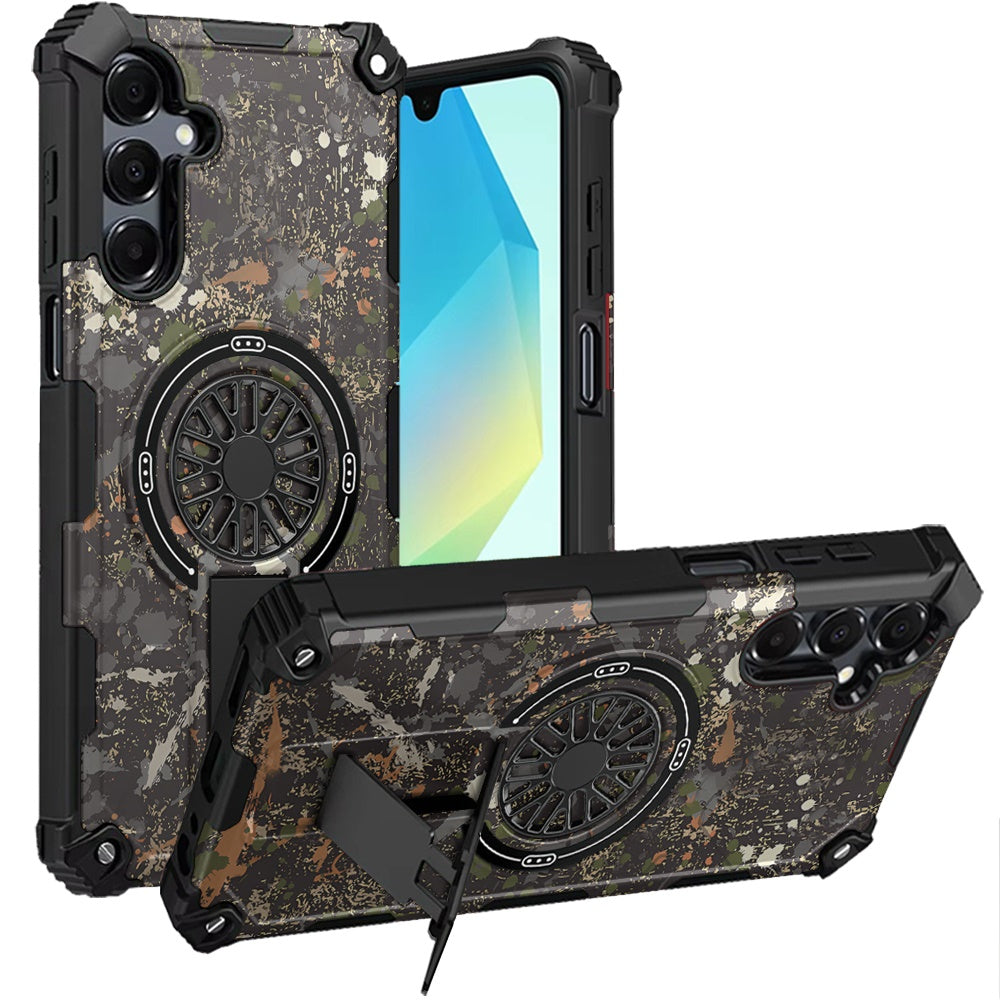 For Samsung A16 5G Case Design Shockproof Magnetic Circle Stand + Tempered Glass