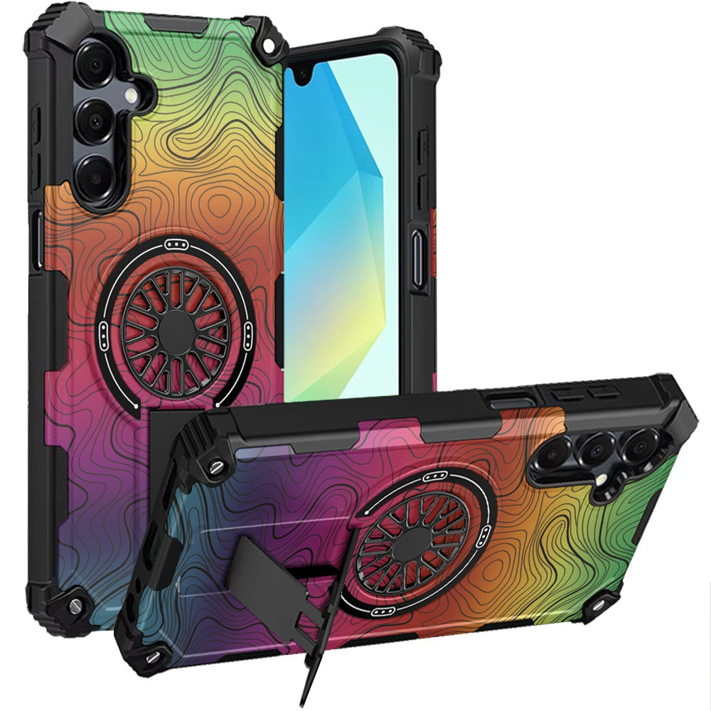 For Samsung A16 5G Case Design Shockproof Magnetic Circle Stand + Tempered Glass