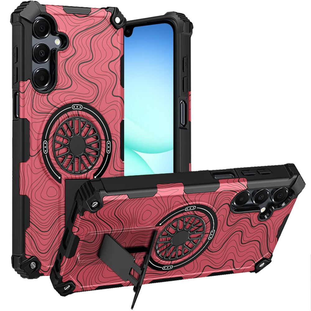 For Samsung A17 5G Case Design Shockproof Magnetic Circle Stand + Tempered Glass