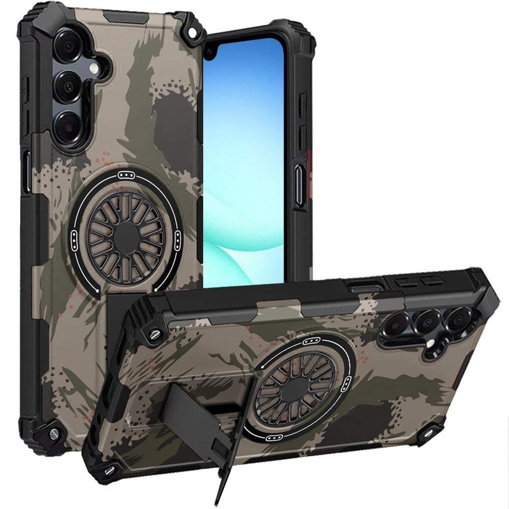 For Samsung A17 5G Case Design Shockproof Magnetic Circle Stand + Tempered Glass