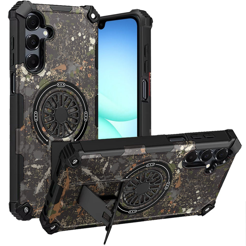 For Samsung A17 5G Case Design Shockproof Magnetic Circle Stand + Tempered Glass