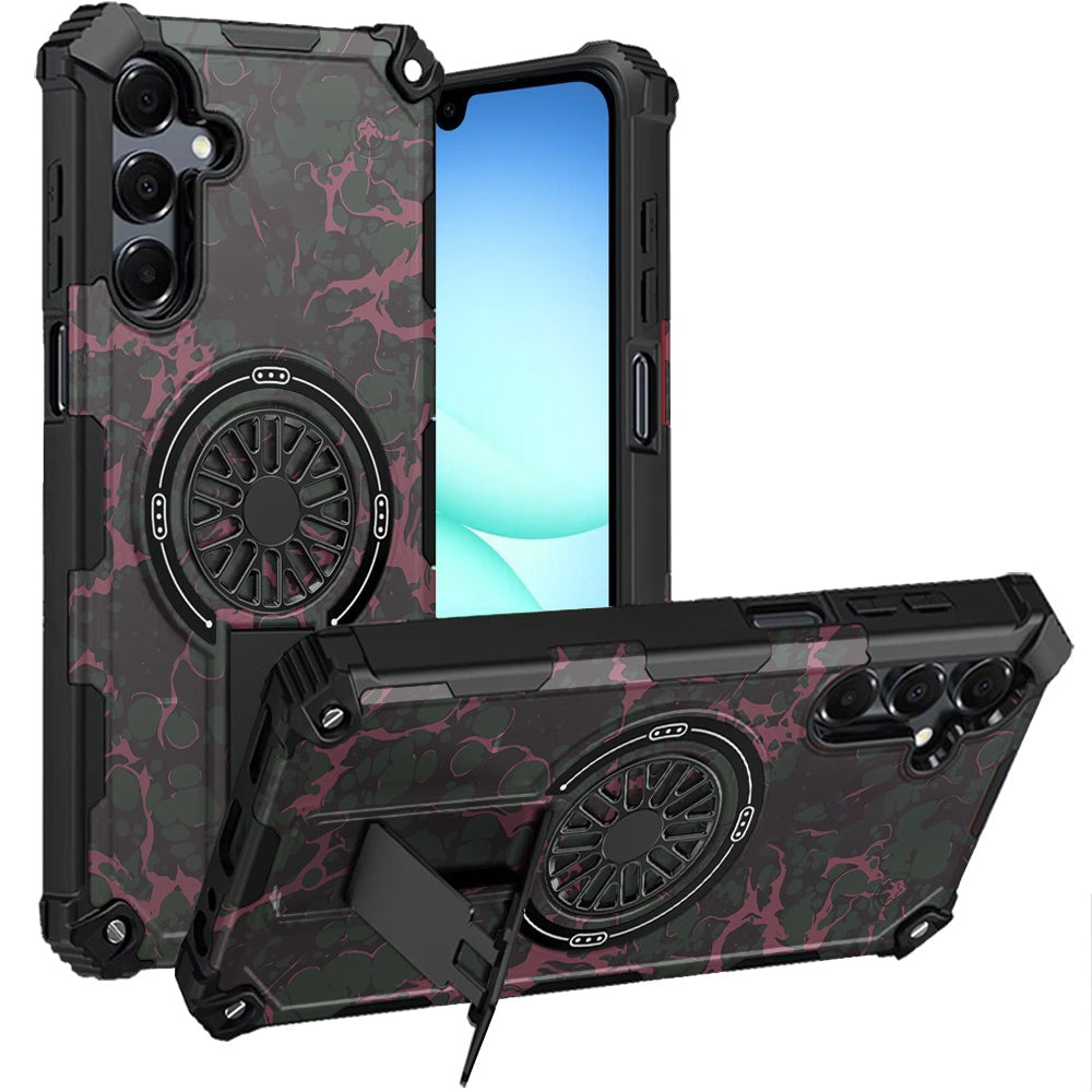 For Samsung A17 5G Case Design Shockproof Magnetic Circle Stand + Tempered Glass