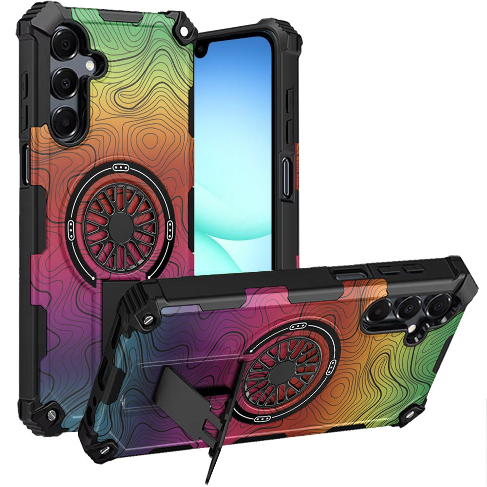 For Samsung A17 5G Case Design Shockproof Magnetic Circle Stand + Tempered Glass