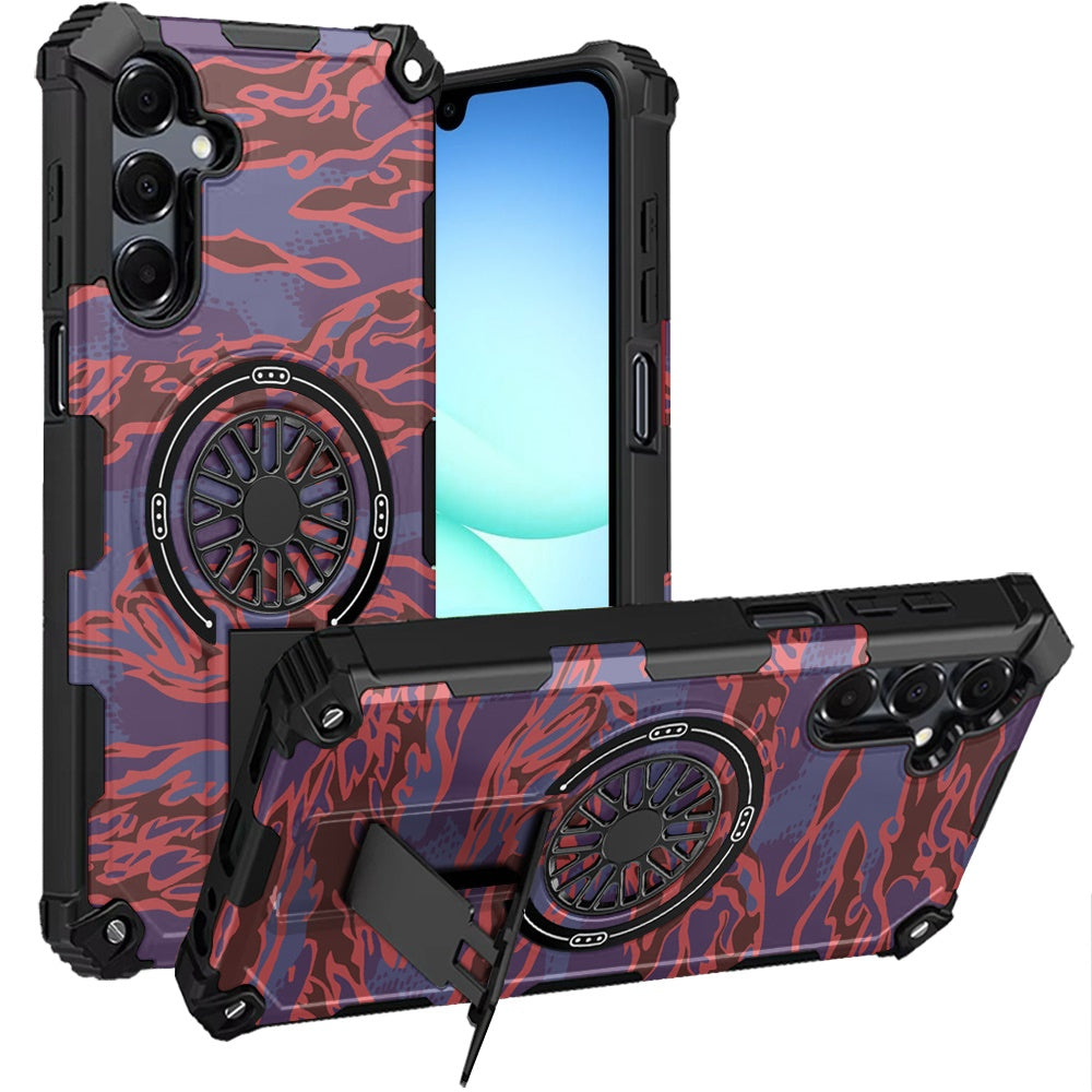 For Samsung A17 5G Case Design Shockproof Magnetic Circle Stand + Tempered Glass