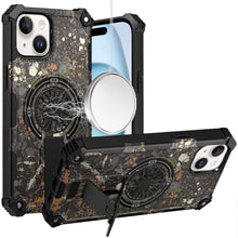 For iPhone 15 Case Design Shockproof Magnetic Circle W/ Stand + 2 Tempered Glass