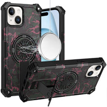 For iPhone 15 Case Design Shockproof Magnetic Circle W/ Stand + 2 Tempered Glass