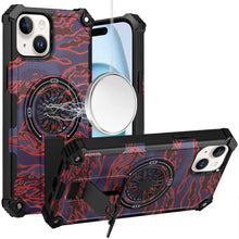 For iPhone 15 Case Design Shockproof Magnetic Circle W/ Stand + 2 Tempered Glass