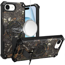 For iPhone 16e Case Design Shockproof Magnetic Circle W/ Stand + Tempered Glass