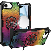 For iPhone 16e Case Design Shockproof Magnetic Circle W/ Stand + Tempered Glass