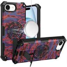 For iPhone 16e Case Design Shockproof Magnetic Circle W/ Stand + Tempered Glass