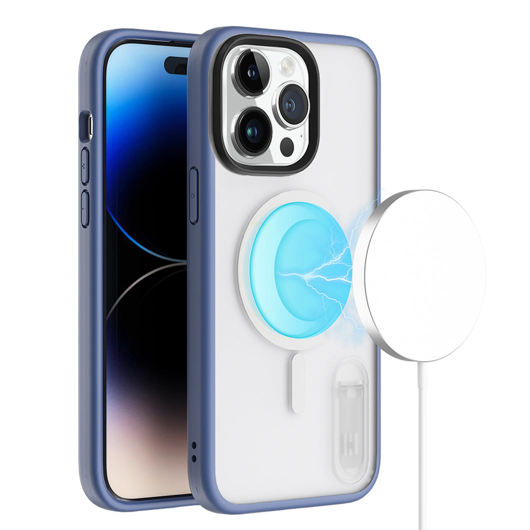For iPhone 14 PRO Case Magnetic Circle Hybrid Phone Cover w/ Mini Pop-out Stand