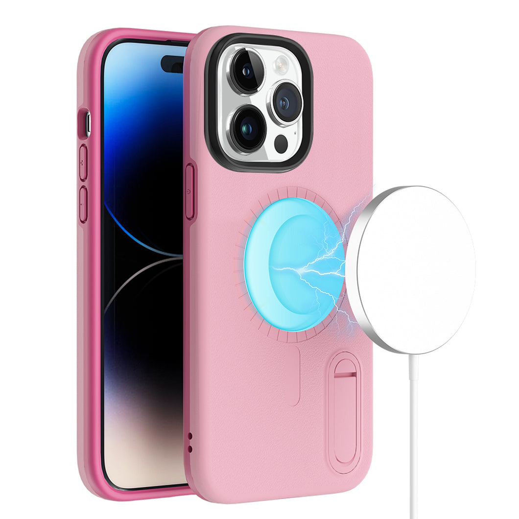 For iPhone 14 PRO Case Magnetic Circle Hybrid Phone Cover w/ Mini Pop-out Stand
