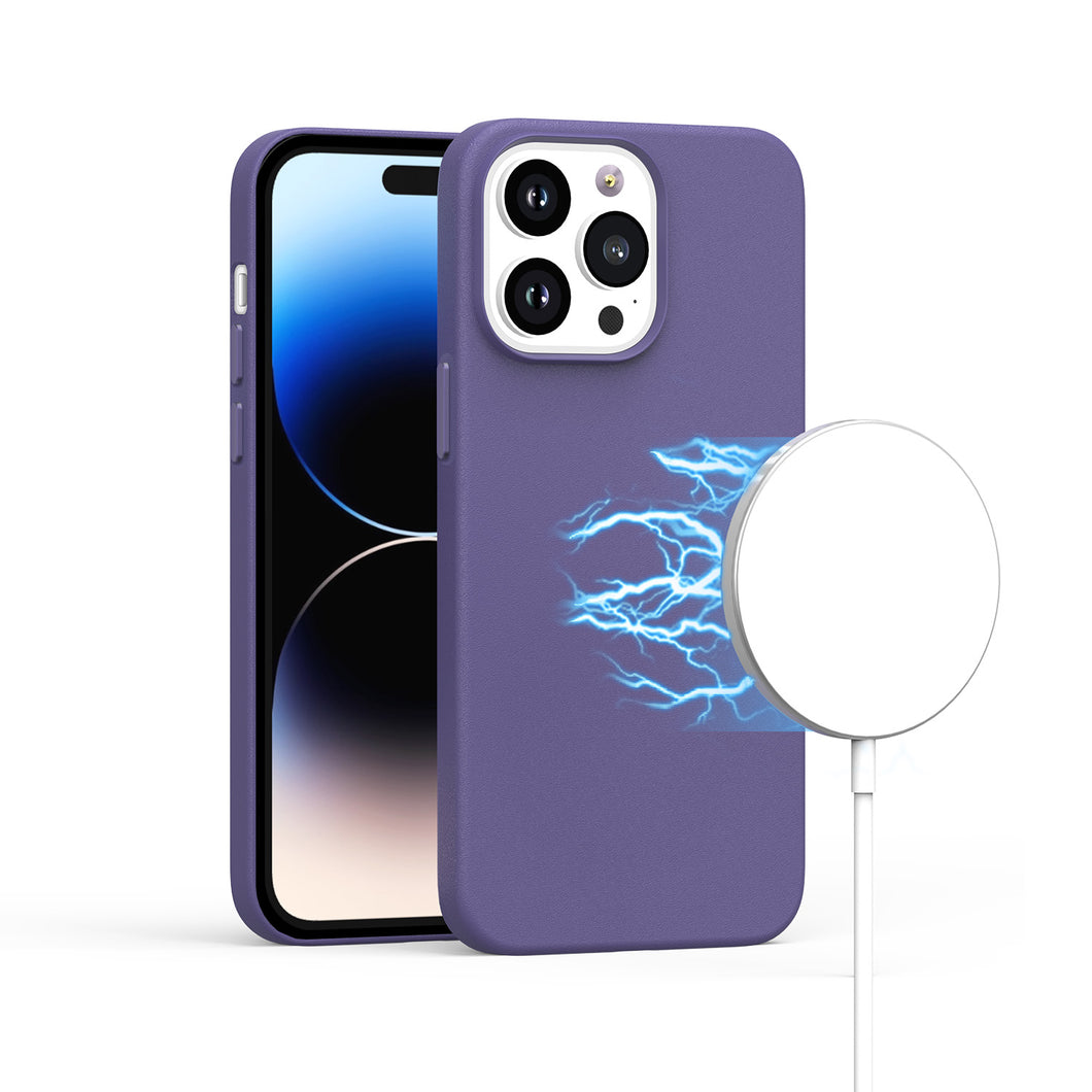 For iPhone 11 6.1 in. Case Magnetic Circle PU Leather Cover + Tempered Glass