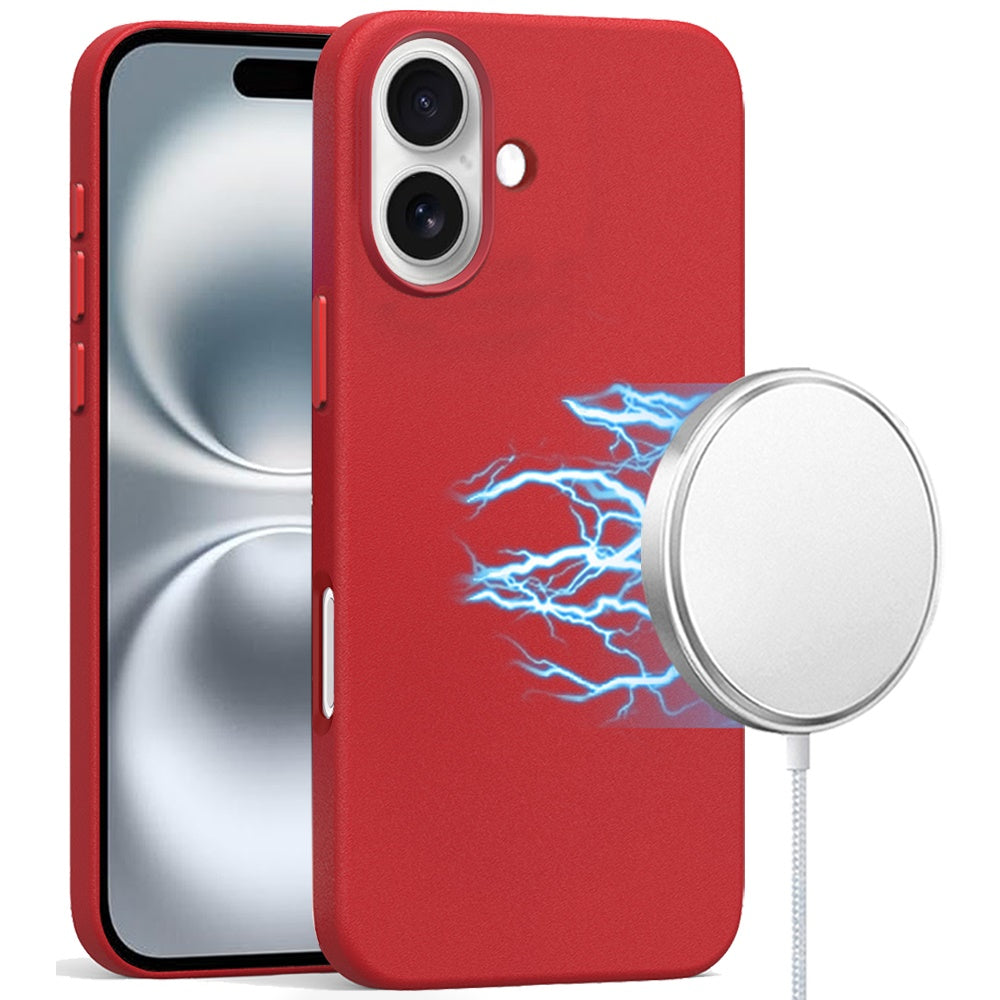 For iPhone 16 6.1inch Case Hidden Magnetic Circle PU Leather + Tempered Glass