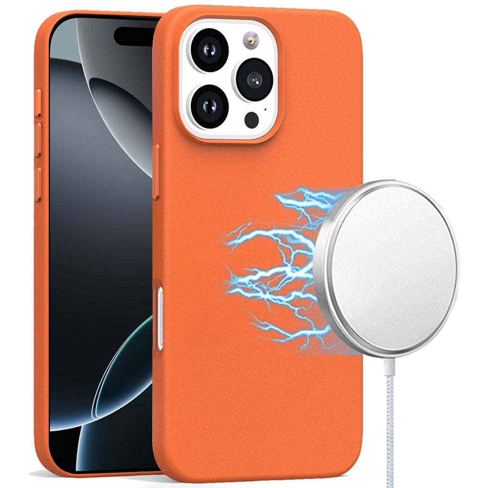 For iPhone 16 Pro 6.3in Case Hidden Magnetic Circle PU Leather + Tempered Glass