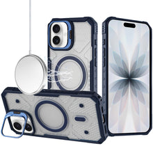 For iPhone 17 Case Rugged Camera Stand with Magnetic Circle + Tempered Glass
