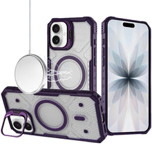 For iPhone 17 Case Rugged Camera Stand with Magnetic Circle + Tempered Glass
