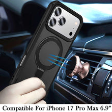 For iPhone 17 Pro Max Case Magnetic Circle Stand Matte Cover + Tempered Glass
