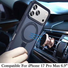 For iPhone 17 Pro Max Case Magnetic Circle Stand Matte Cover + Tempered Glass