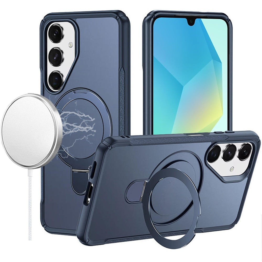 For Samsung A16 5G Case Shockproof Magnetic Circle Stand Matte + Tempered Glass