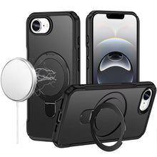 For iPhone 16e Case Shockproof Magnetic Circle w/ Stand Matte + Tempered Glass
