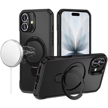 For iPhone 17 Case Magnetic Circle with Metal Stand Matte Cover + Tempered Glass