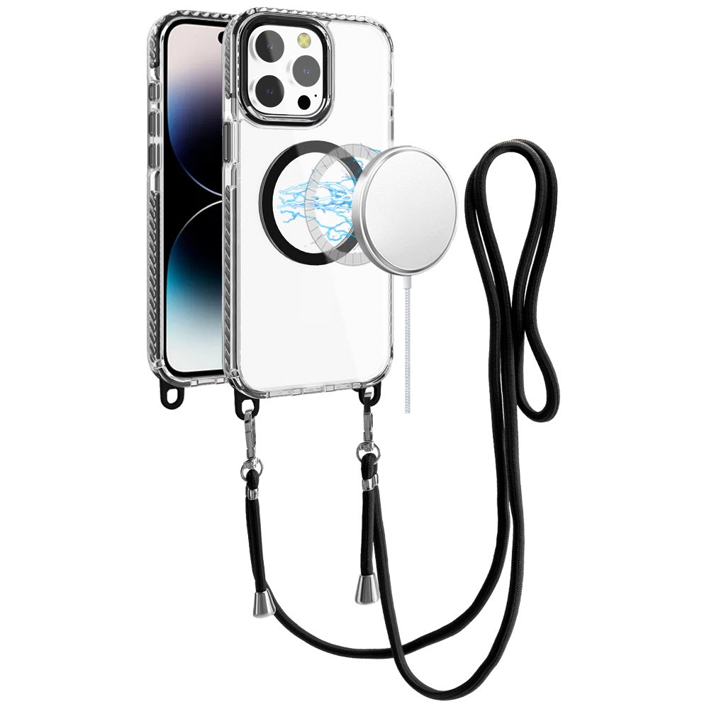 For iPhone 14 PRO MAX 6.7 in. Case Long Color Matching Lanyard Magnetic Circle