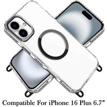 For iPhone 16 Plus 6.7in Case Matching Lanyard Magnetic Circle + Tempered Glass
