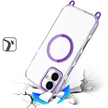For iPhone 16 Plus 6.7in Case Matching Lanyard Magnetic Circle + Tempered Glass