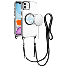 For iPhone 11 6.1 in. Case Long Matching Lanyard Magnetic Circle +Tempered Glass