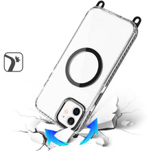 For iPhone 11 6.1 in. Case Long Matching Lanyard Magnetic Circle +Tempered Glass