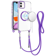 For iPhone 11 6.1 in. Case Long Matching Lanyard Magnetic Circle +Tempered Glass