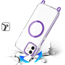 For iPhone 11 6.1 in. Case Long Matching Lanyard Magnetic Circle +Tempered Glass