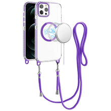 For iPhone 12 Pro Max Case Long Matching Lanyard Magnetic Circle +Tempered Glass