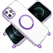 For iPhone 12 Pro Max Case Long Matching Lanyard Magnetic Circle +Tempered Glass