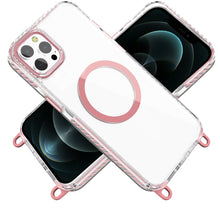 For iPhone 12 Pro Max Case Long Matching Lanyard Magnetic Circle +Tempered Glass