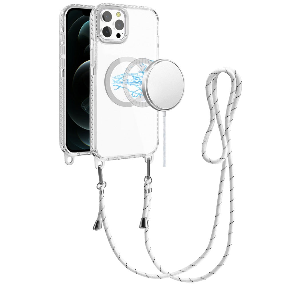 For iPhone 12 Pro Max Case Long Matching Lanyard Magnetic Circle +Tempered Glass