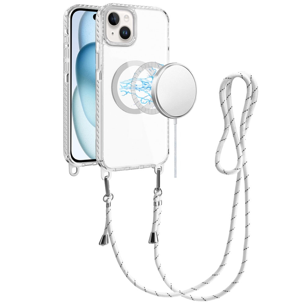For iPhone 15 Case Long Matching Lanyard Magnetic Circle + 2 Tempered Glass