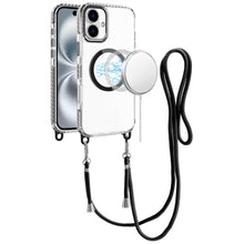 For iPhone 16 6.1inch Case Long Matching Lanyard Magnetic Circle +Tempered Glass