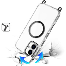 For iPhone 16 6.1inch Case Long Matching Lanyard Magnetic Circle +Tempered Glass