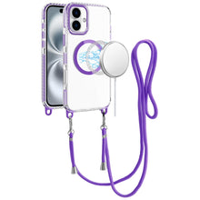 For iPhone 16 6.1inch Case Long Matching Lanyard Magnetic Circle +Tempered Glass