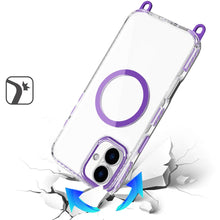 For iPhone 16 6.1inch Case Long Matching Lanyard Magnetic Circle +Tempered Glass