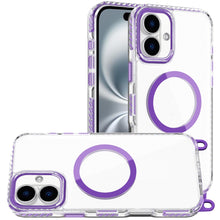 For iPhone 16 6.1inch Case Long Matching Lanyard Magnetic Circle +Tempered Glass