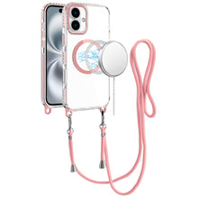 For iPhone 16 6.1inch Case Long Matching Lanyard Magnetic Circle +Tempered Glass