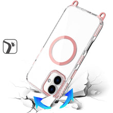 For iPhone 16 6.1inch Case Long Matching Lanyard Magnetic Circle +Tempered Glass