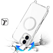 For iPhone 16 6.1inch Case Long Matching Lanyard Magnetic Circle +Tempered Glass